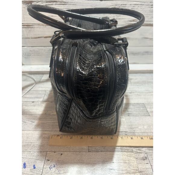 Vintage Ladies Talbots Black Leather & Gray Cloth Shoulder Bag Purse - Picture 4 of 11